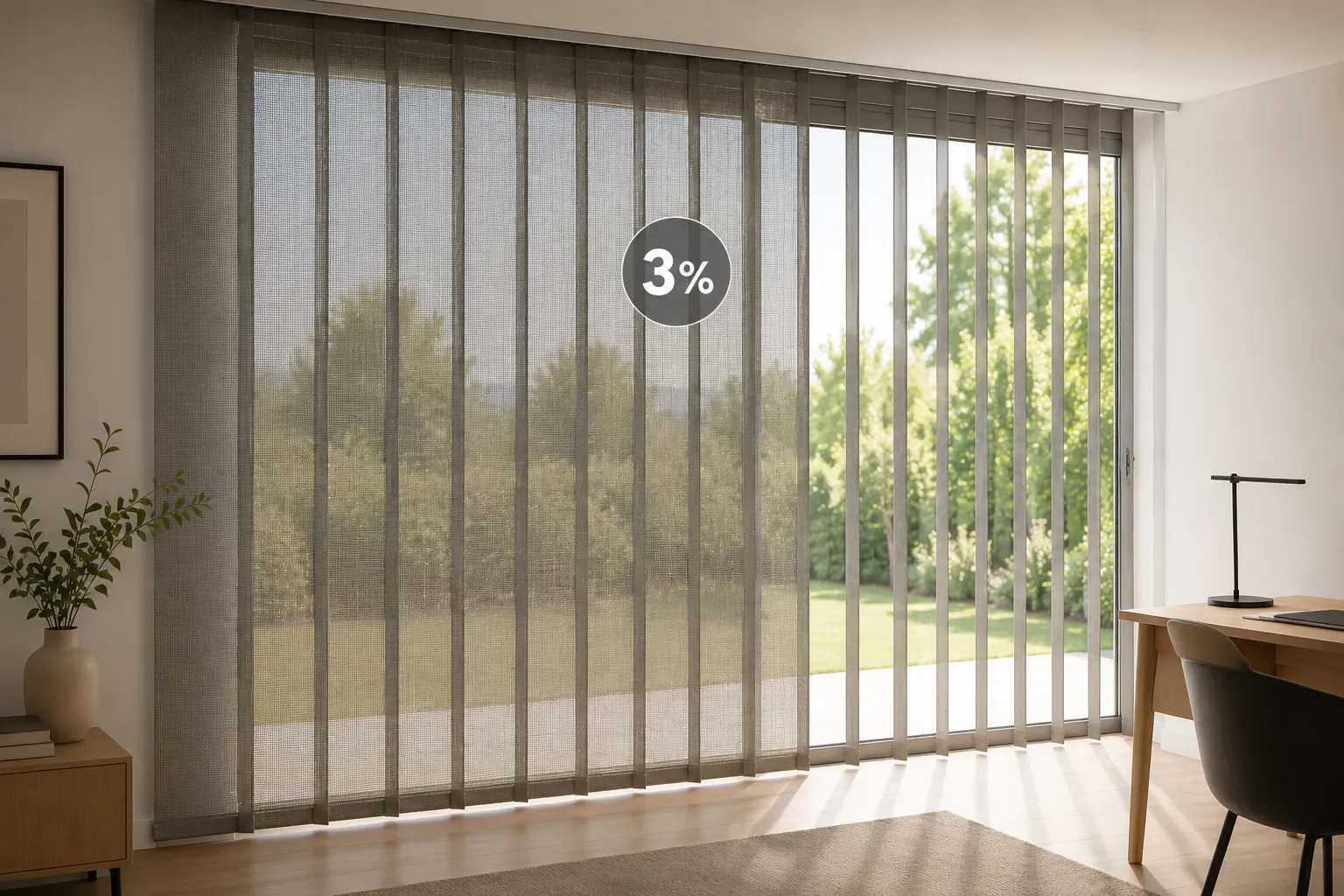 Tejido screen 3% equilibrado entre luz privacidad y visión exterior