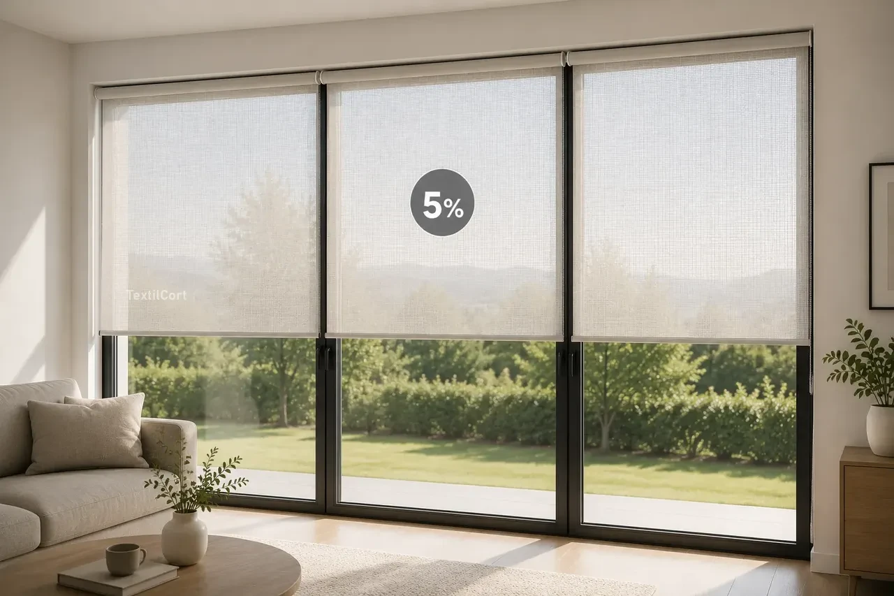 Tejido screen 5% con mayor entrada de luz y visión exterior