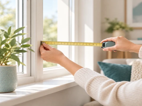 Medidas de la estancia y de la ventana para asesoramiento de cortinas y estores