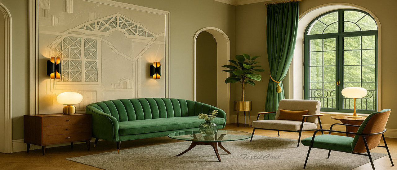 Ambiente Art Deco Salon Con Cortina