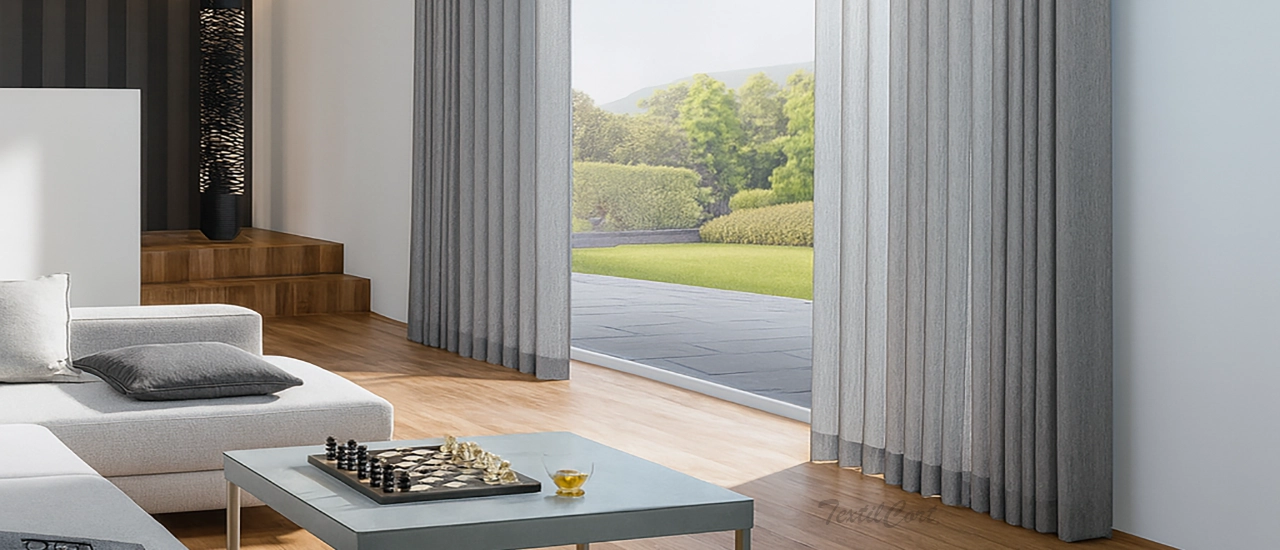 Ambiente Salón Moderno Rustico Con Cortinas Textilcort