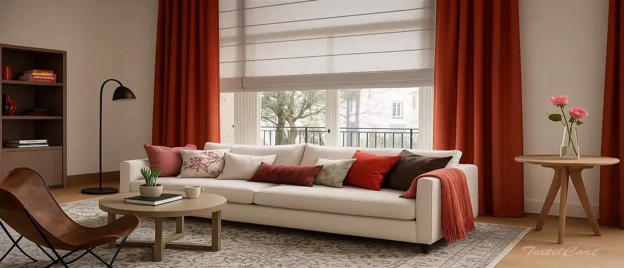 Estores Plegables Con Cortina Roja Textilcort