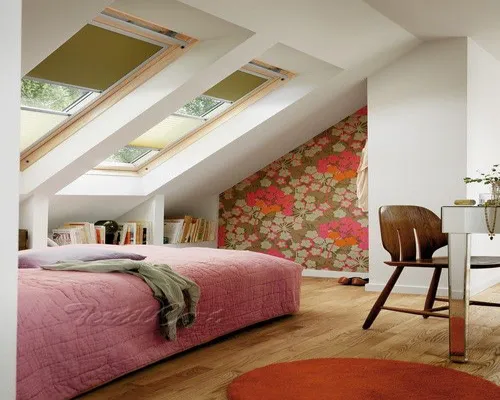 Foto de estores dobles noche y dia de colores coordinados para ventanas inclinadas