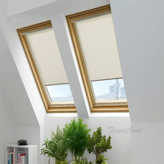 Foto estor enrollable para ventana inclinada translúcido lino