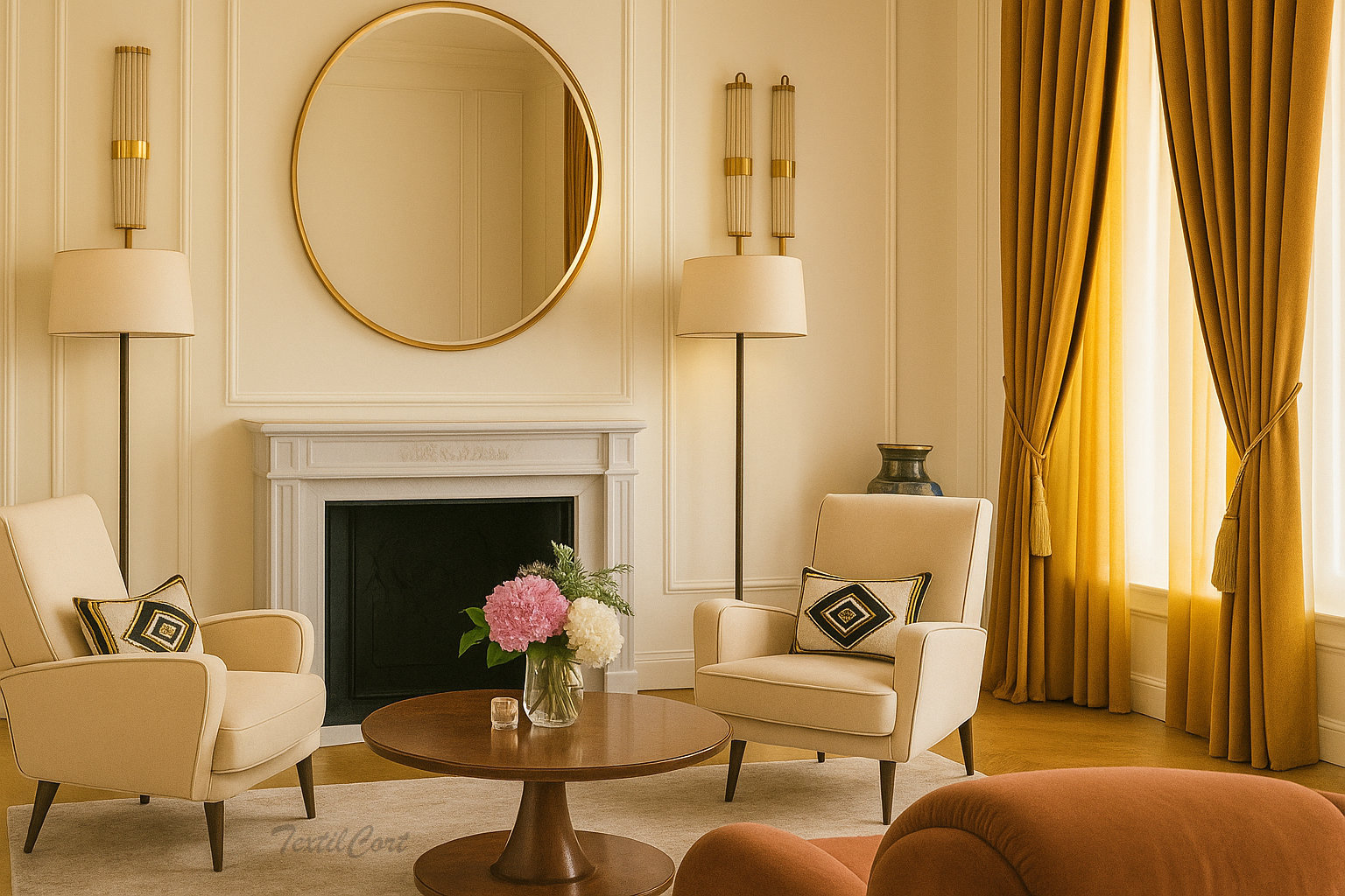 Cortinas en Ocre Dorado con Caída Perfecta – Elegancia Art Decó