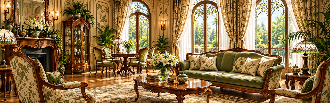 Cortinas de estilo Art Nouveau a medida de TextilCort