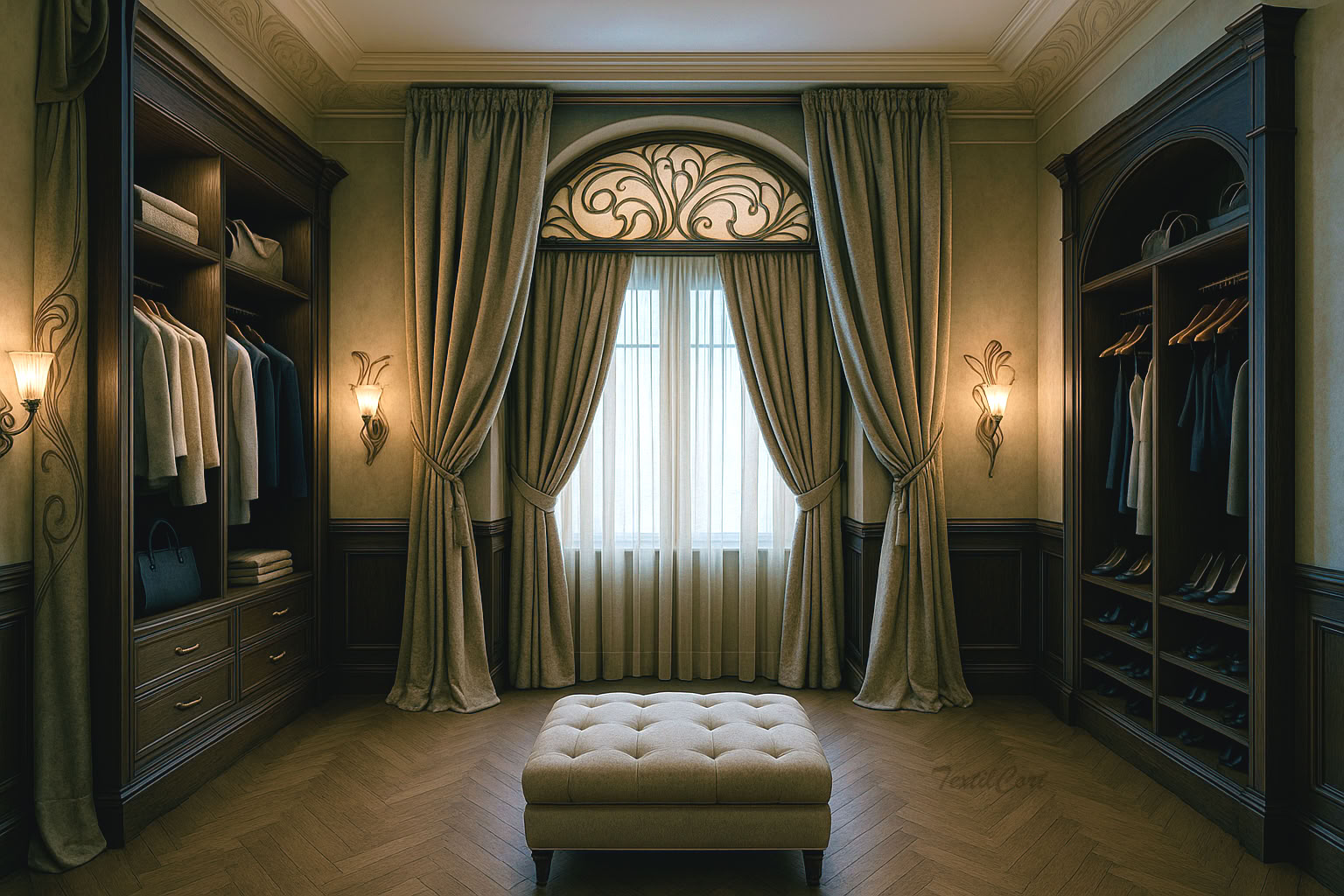 Vestidor Art Nouveau con cortinas a medida