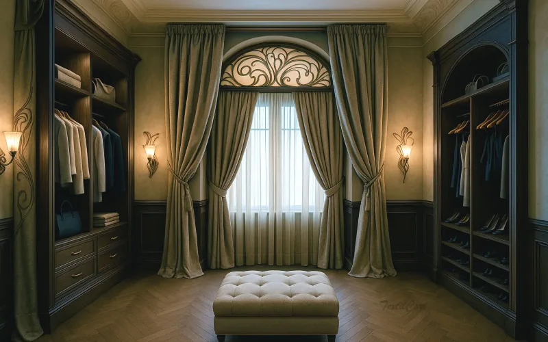 Vestidor Art Nouveau con cortinas a medida