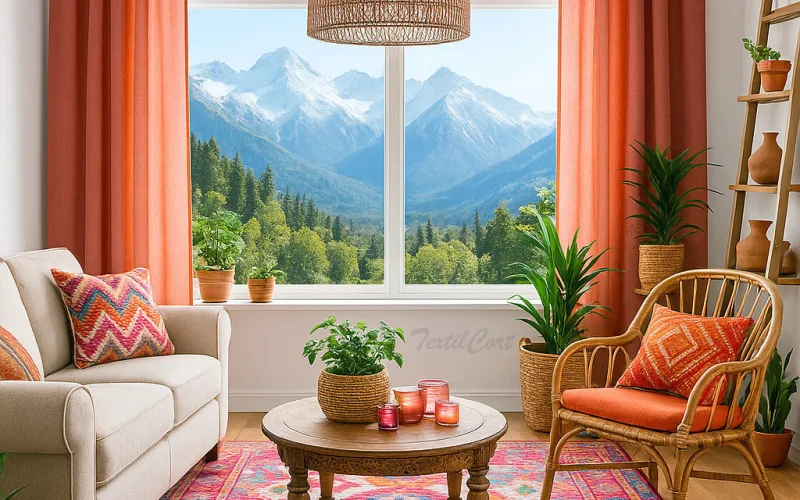 Ambiente decorativo con cortinas de estilo Bohemio