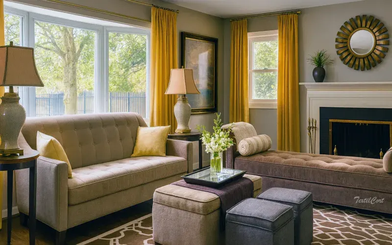 Salón de estilo clásico con cortinas elegantes