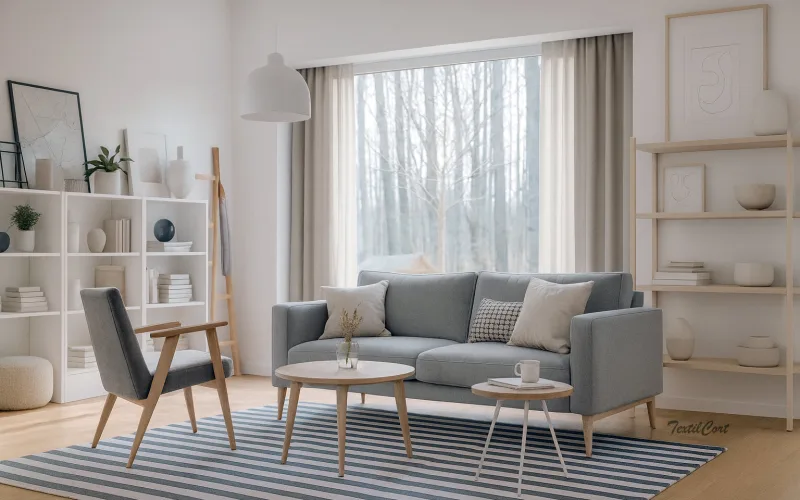 Ambiente decorativo con cortinas de estilo Nórdico