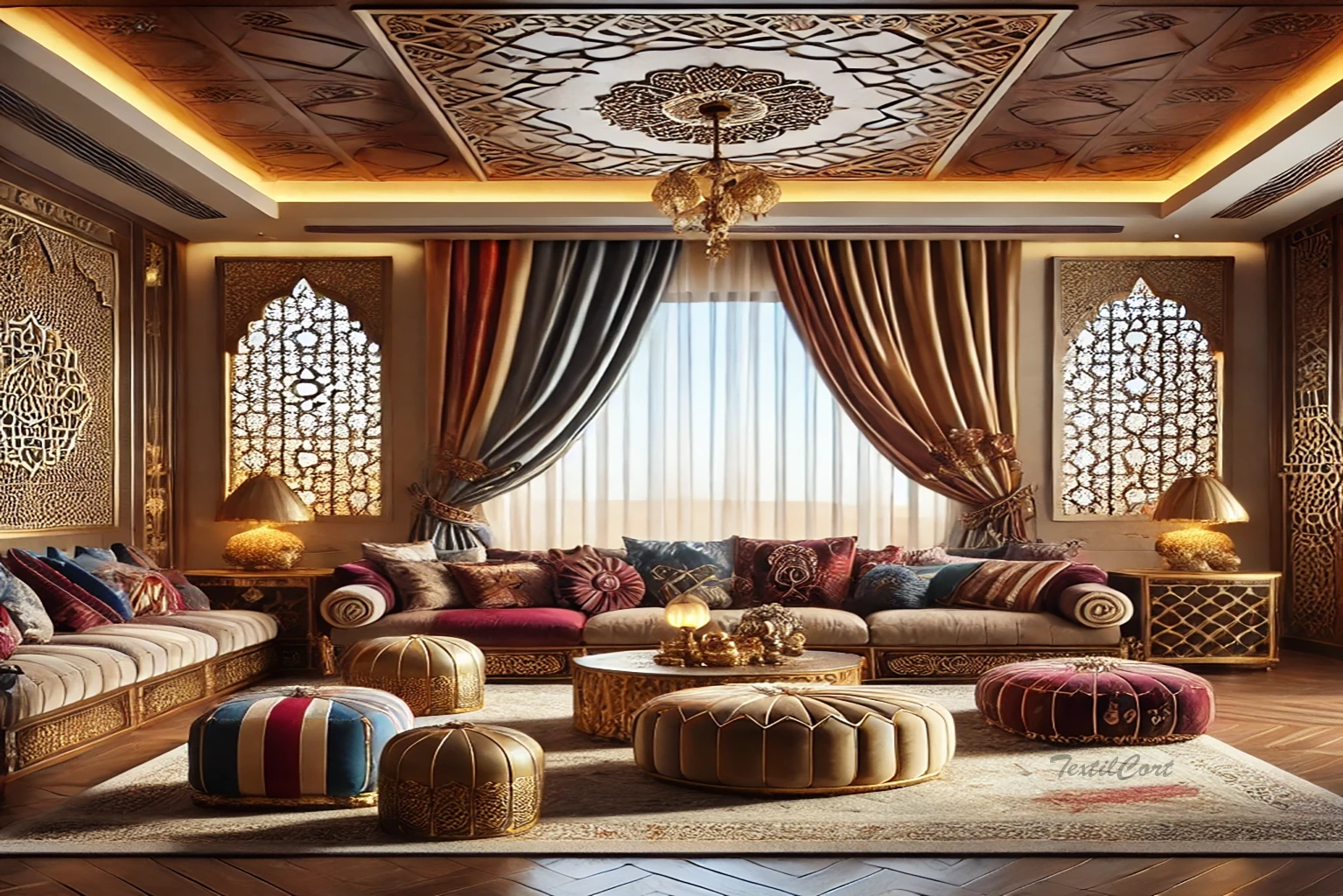 Cortinas estilo étnico oriental con caída envolvente y rica textura