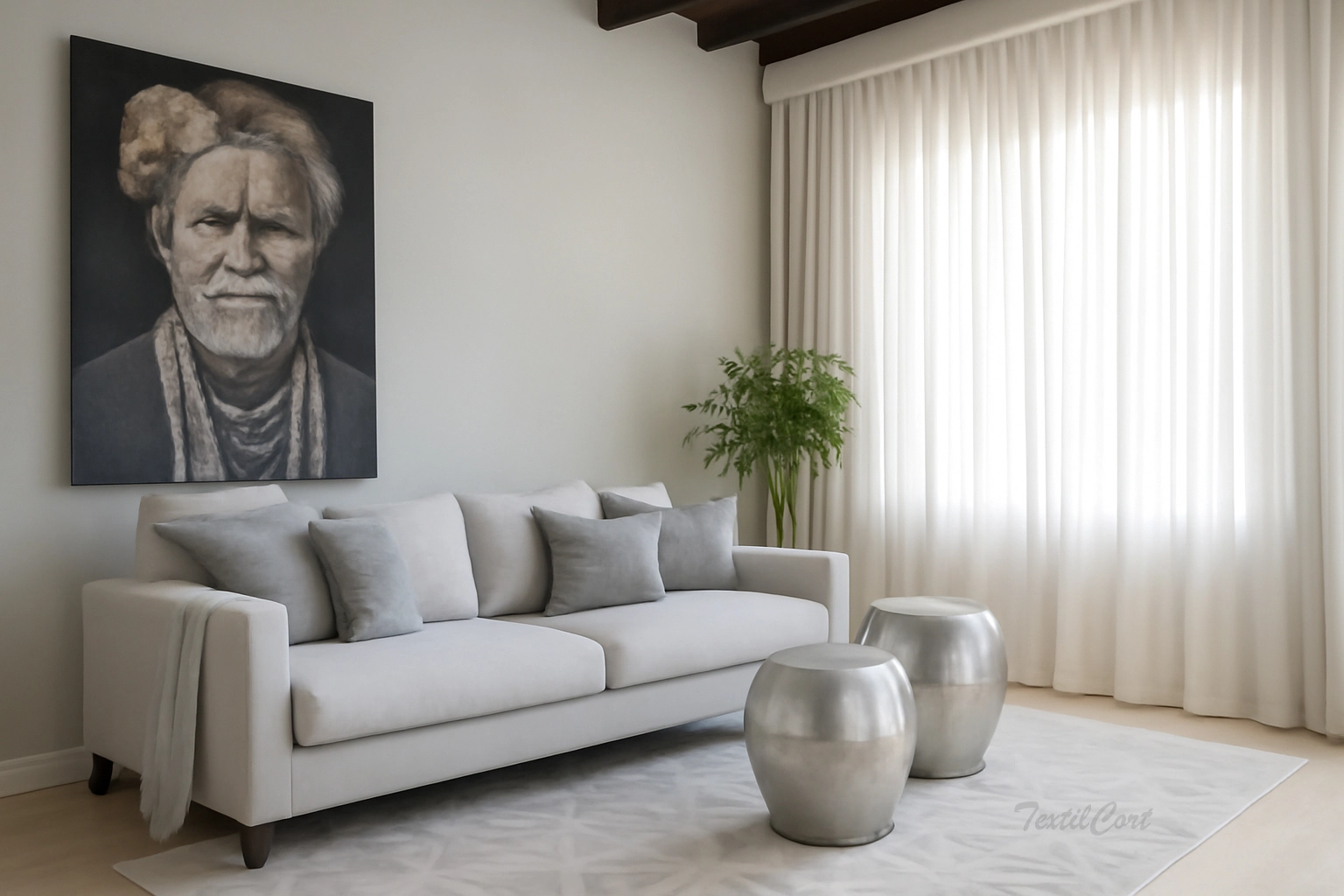 Cortinas estilo étnico en blanco roto para salones luminosos