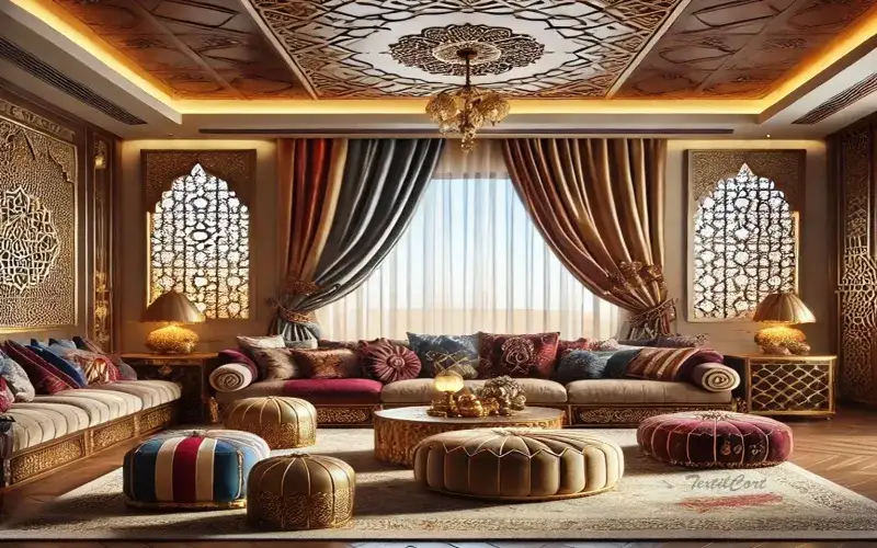 Cortinas estilo étnico oriental con caída envolvente y rica textura
