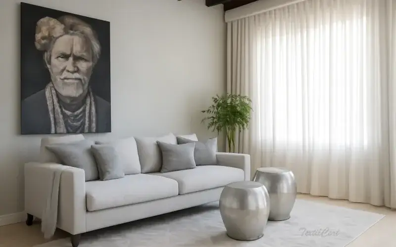 Cortinas estilo étnico en blanco roto para salones luminosos