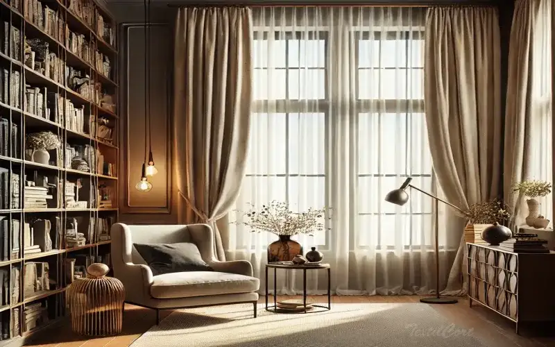 Cortinas estilo étnico con visillos para espacios de lectura