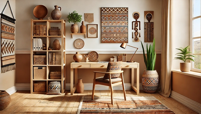 Cortinas estilo étnico natural para despachos luminosos