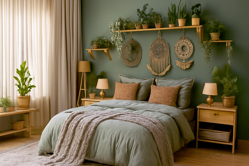 Cortinas estilo étnico en tonos claros para dormitorios relajantes