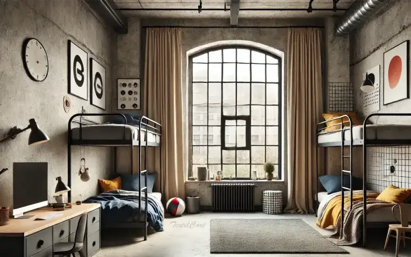 Cortinas estilo industrial para dormitorio juvenil tipo loft