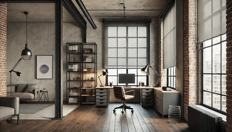 Estores enrollables estilo industrial para despacho urbano