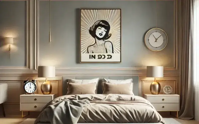 Cortinas estilo kitsch sutil en dormitorio principal elegante y simétrico