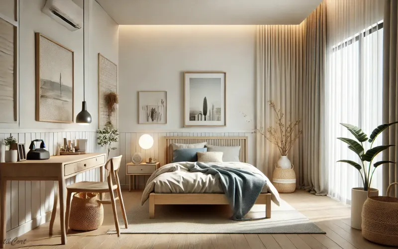 Dormitorio estilo mediterráneo en dormitorio luminoso con muebles naturales y detalles suaves – TextilCort