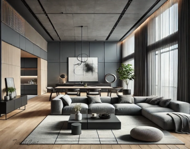 Cortinas estilo Minimalista en salón con ventanales grandes y diseño contemporáneo – TextilCort