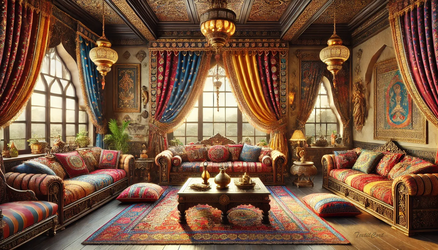 Cortinas para salón estilo oriental hindú