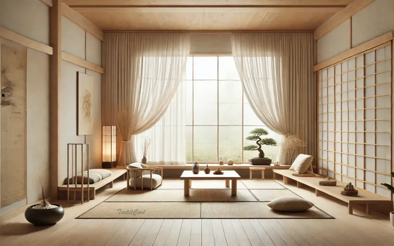 Cortinas para salón estilo Zen japonés