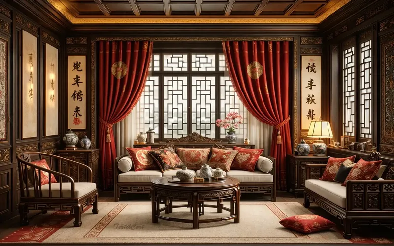 Cortinas para salón de estilo chino clásico – TextilCort