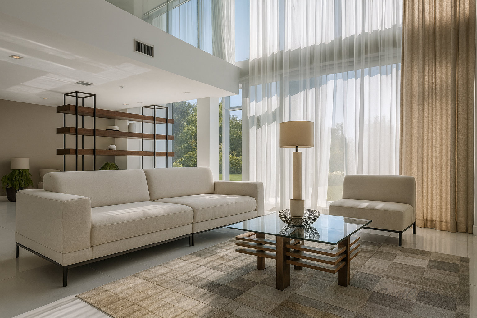 Cortina doble translúcida