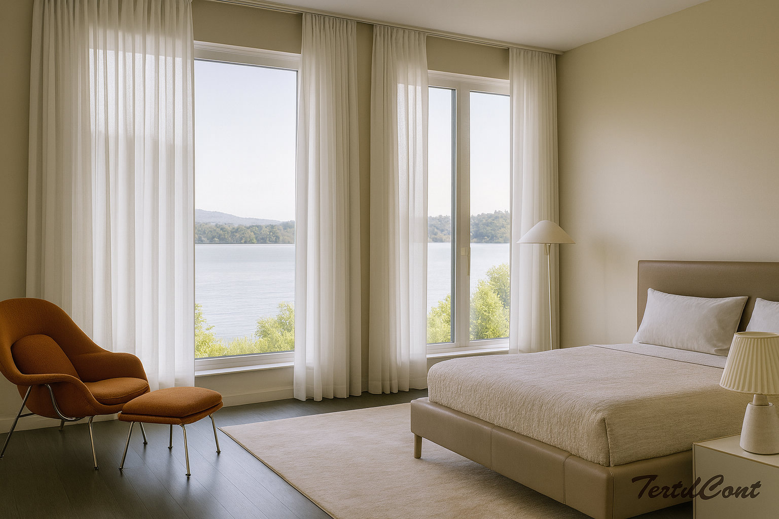 Cortina simple en dormitorio