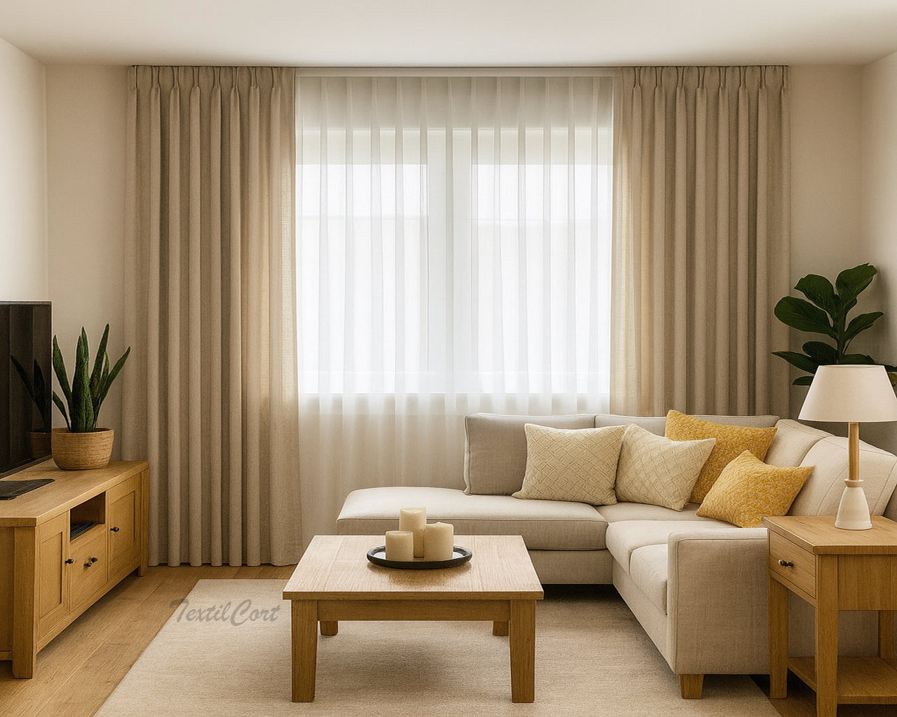 Doble cortina de visillos translúcidos