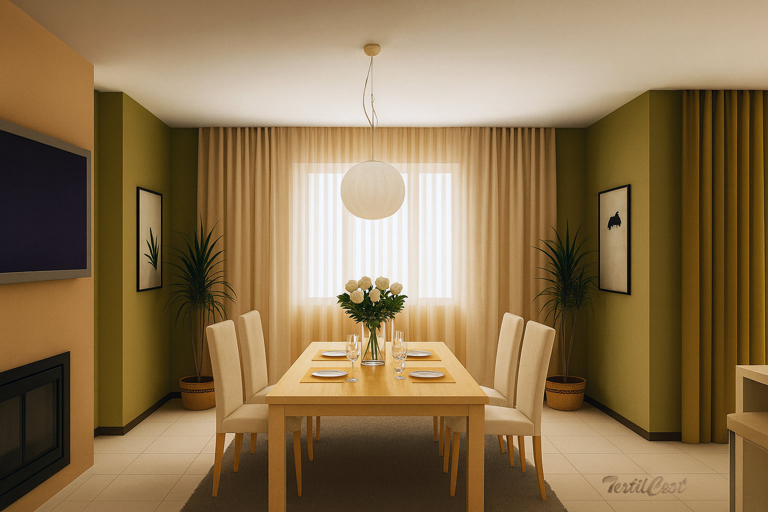 Visillo beige natural