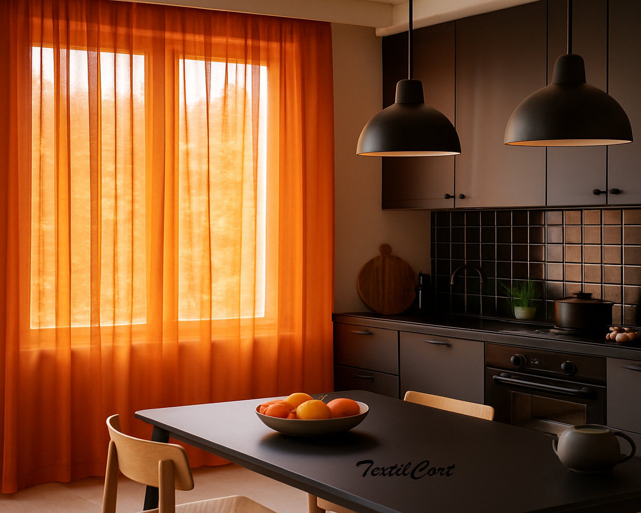 Cortina visillo color cocina