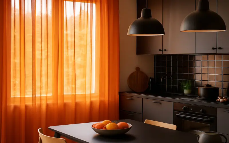 Cortina visillo color cocina – TextilCort