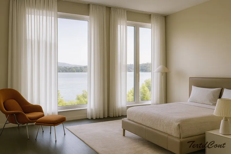 Cortina simple en dormitorio