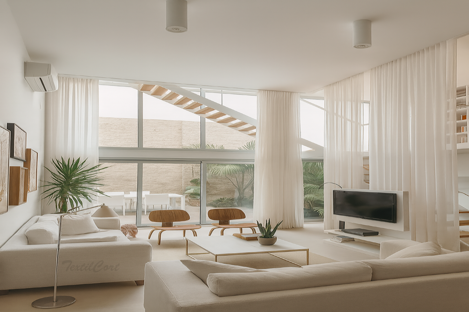Cortinas Onda Perfecta Salon Moderno Visillo Lino 3 Textilcort