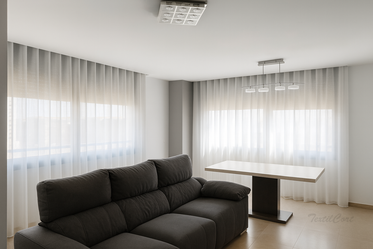 Cortinas Onda Perfecta Salon Moderno Visillo Lino 4 Textilcort
