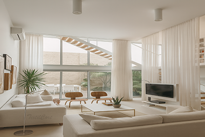 Cortinas Onda Perfecta Salon Moderno Visillo Lino 3 Textilcort