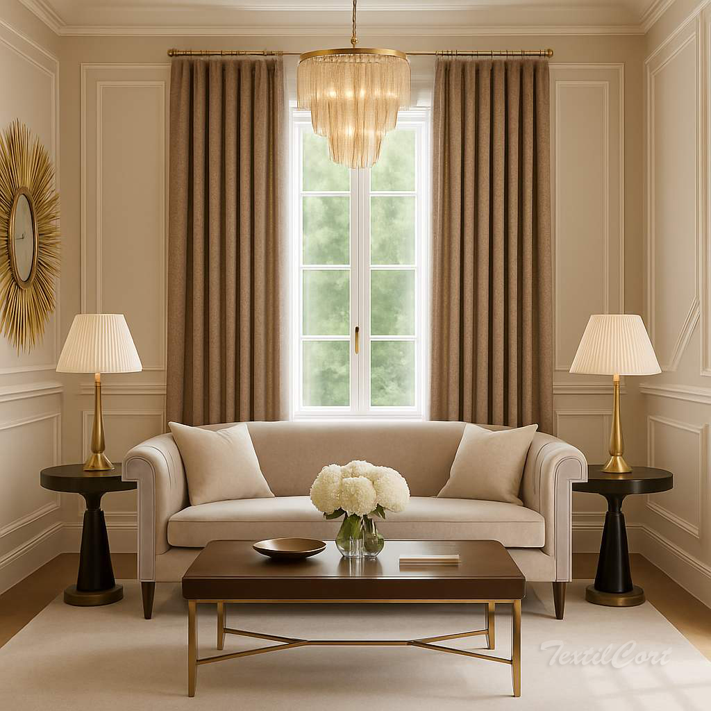 cortina onda perfecta ambiente art deco marron textilcort