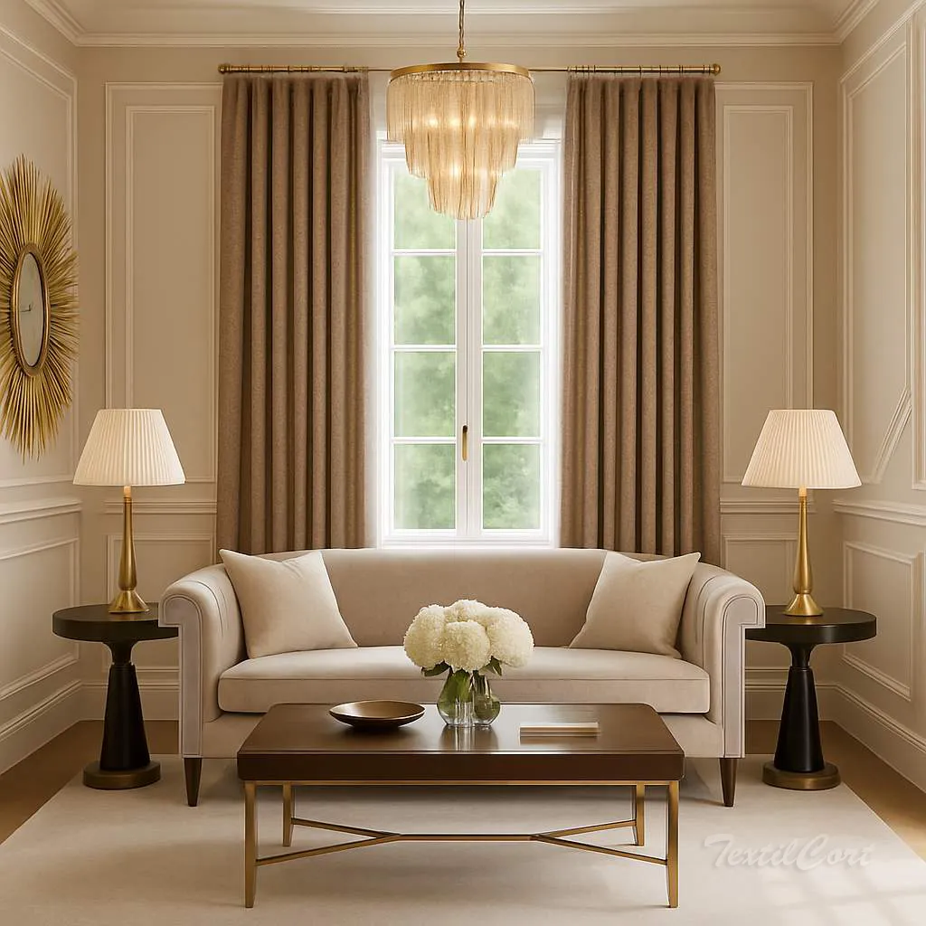 cortina onda perfecta ambiente art deco marron textilcort