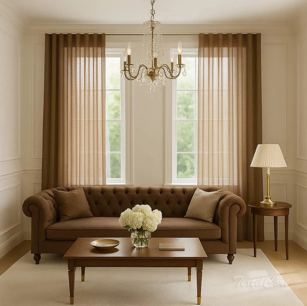 cortina onda perfecta ambiente clasico contemporaneo marron textilcort