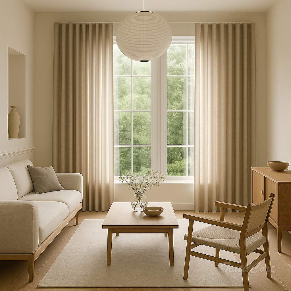 cortina onda perfecta ambiente japandi marron textilcort