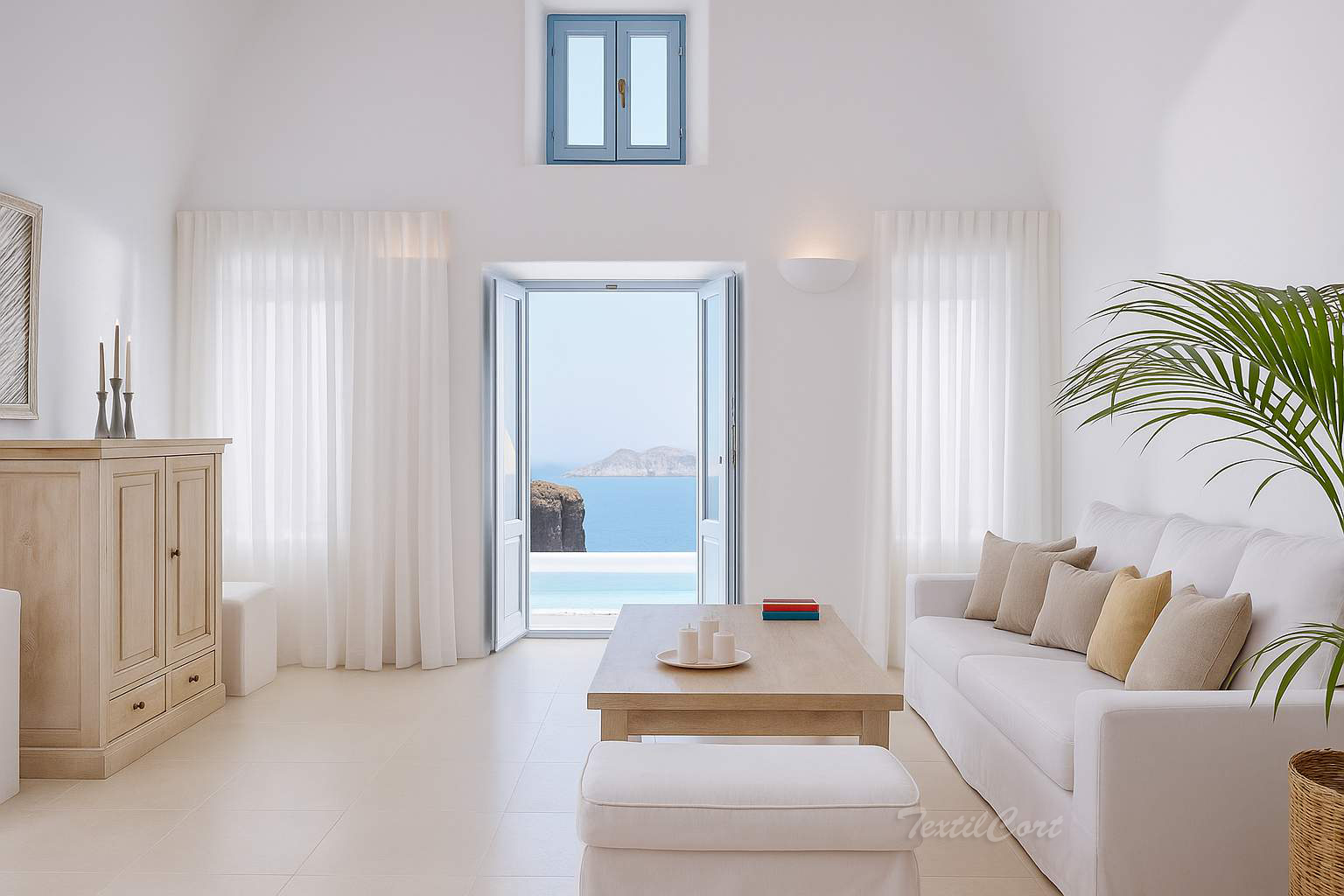 cortina onda perfecta ambiente mediterraneo blanco textilcort
