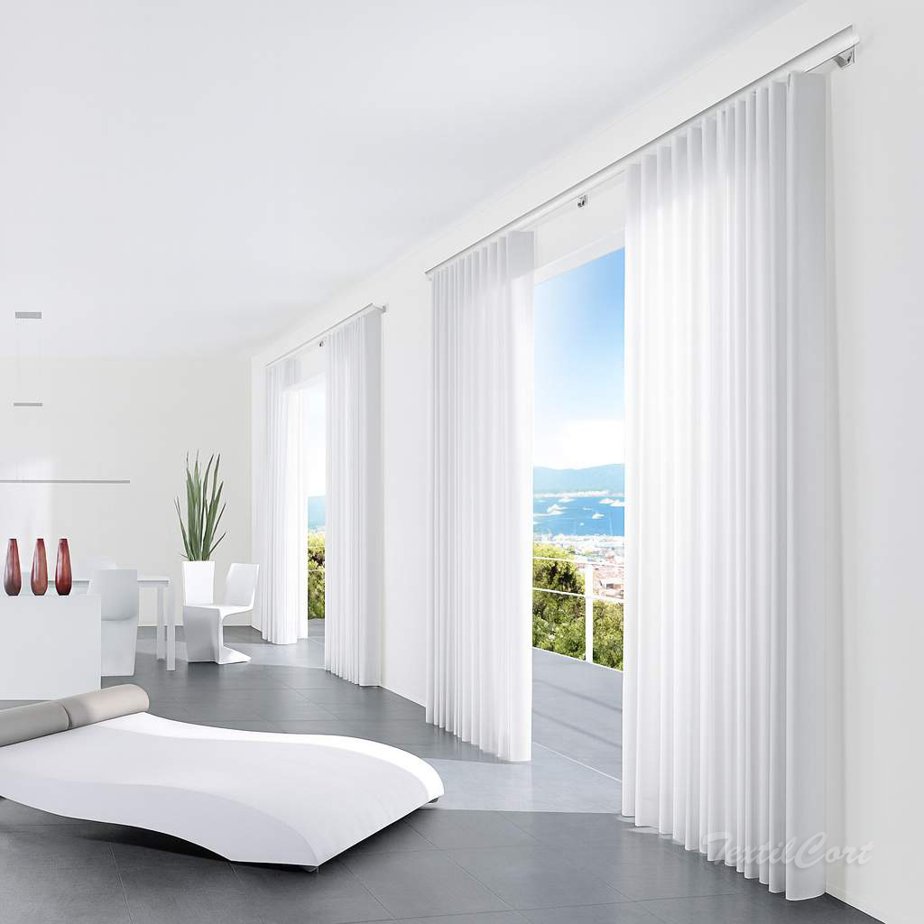 cortina onda perfecta ambiente minimalista moderno blanco textilcort