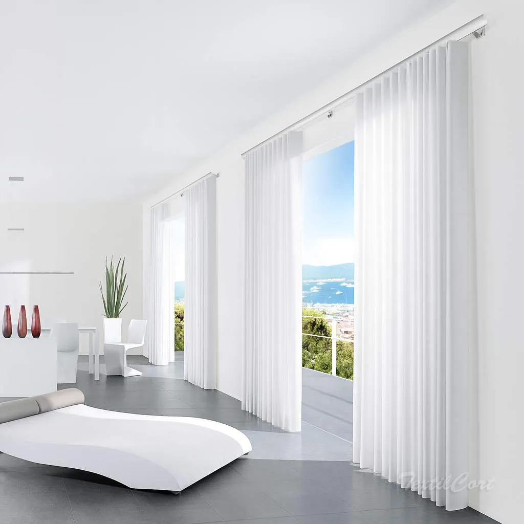 cortina onda perfecta ambiente minimalista moderno blanco textilcort