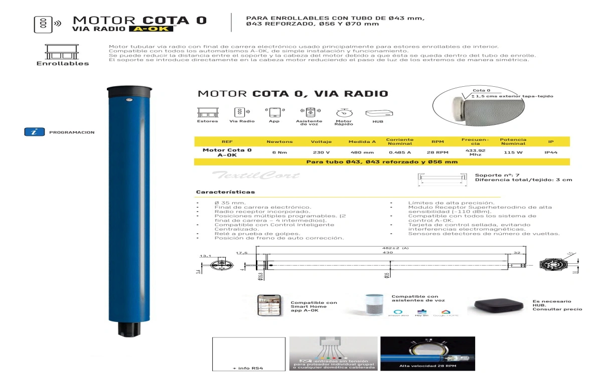 Motor Aok Cota 0 Via Radio Textilcort