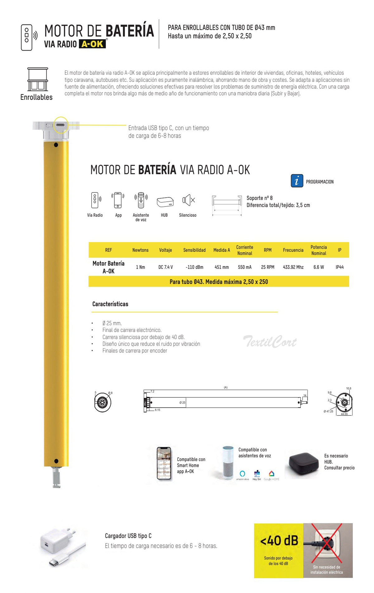 Motor Aok Bateria Via Radio Textilcort