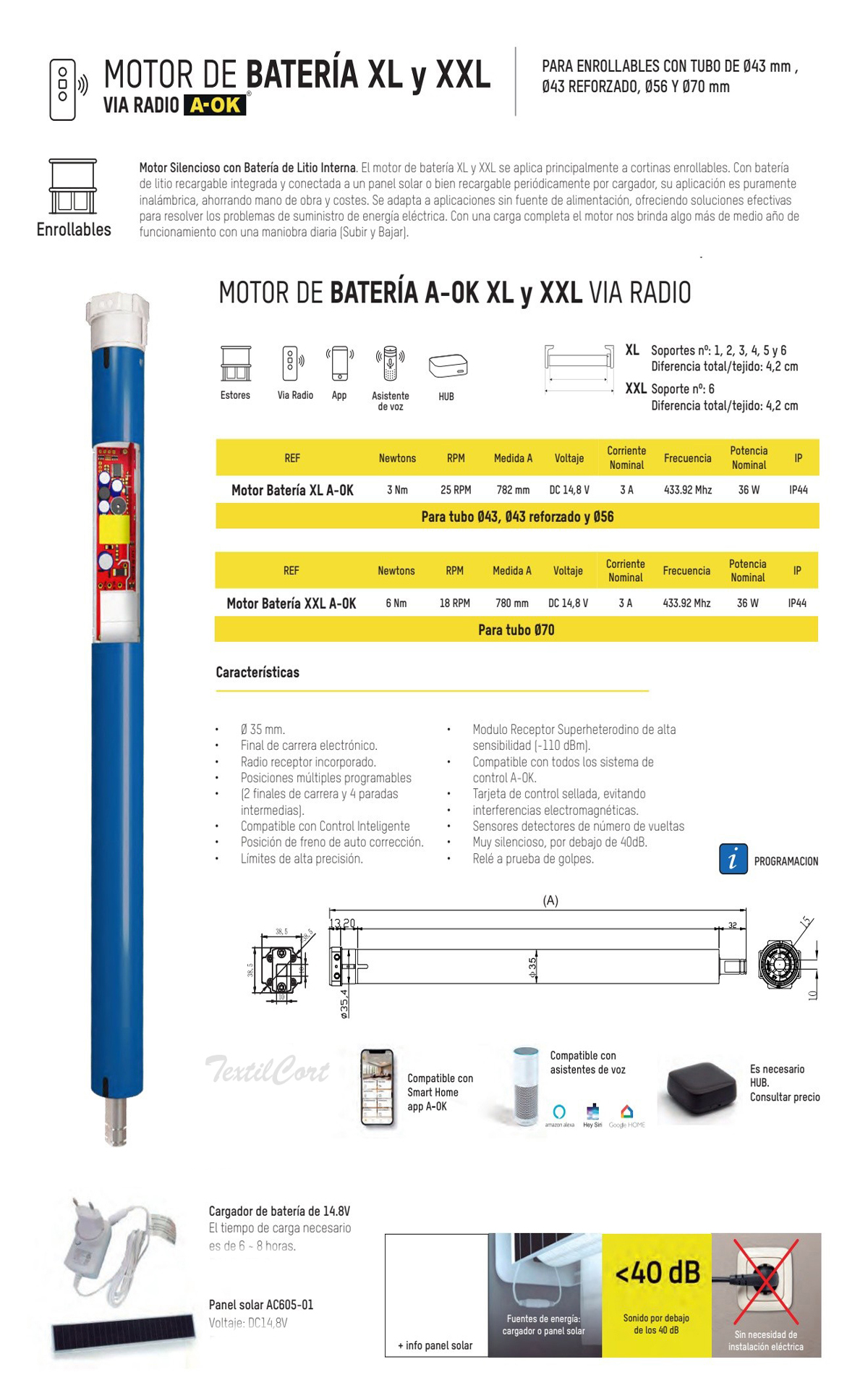 Motor Aok Bateria Via Radio Xl Xxl Textilcort